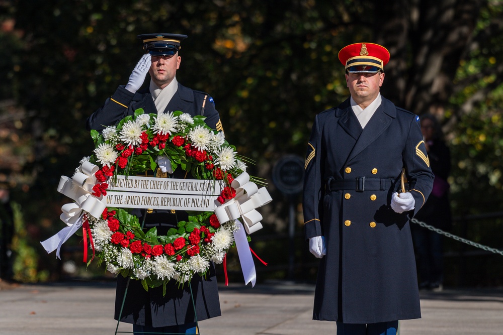 Chief of Polish Armed Forces Lays Wreath at Arlington