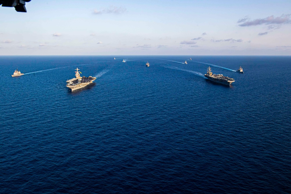 Gerald R. Ford and Dwight D. Eisenhower Carrier Strike Groups Support Operations in the Mediterranean Sea