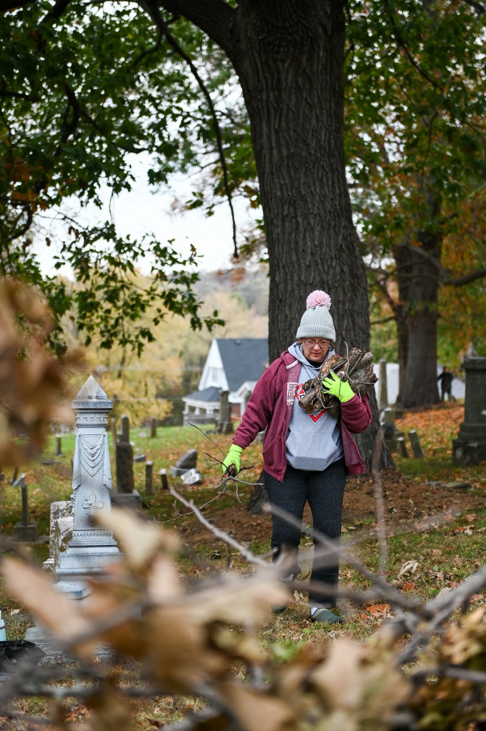 Airmen clean up cemetery where the wing's first commander rests