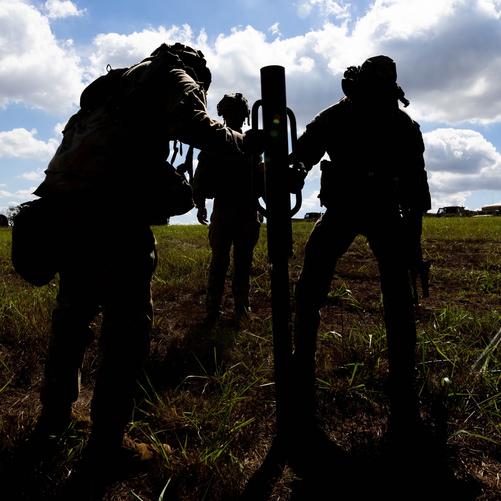 130th Engineer Brigade erected partially notional obstacles as defense against a possible counter attack at JPMRC