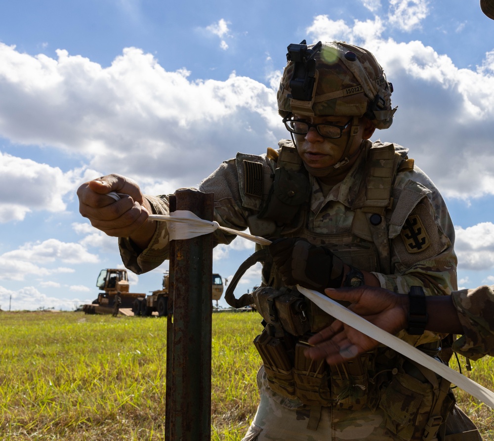 130th Engineer Brigade erected partially notional obstacles as defense against a possible counter attack at JPMRC