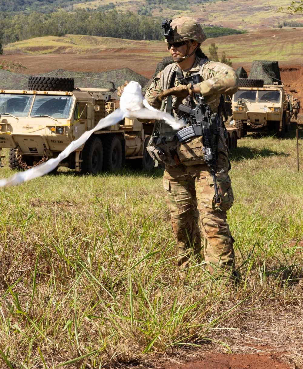 130th Engineer Brigade erected partially notional obstacles as defense against a possible counter attack at JPMRC