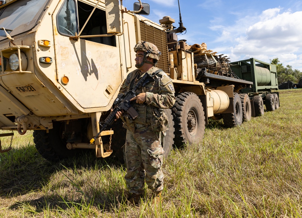 130th Engineer Brigade erected partially notional obstacles as defense against a possible counter attack at JPMRC