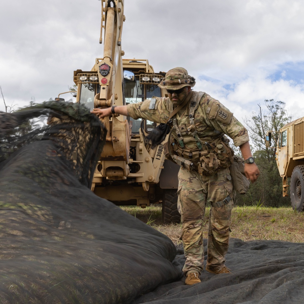 130th Engineer Brigade erected partially notional obstacles as defense against a possible counter attack at JPMRC