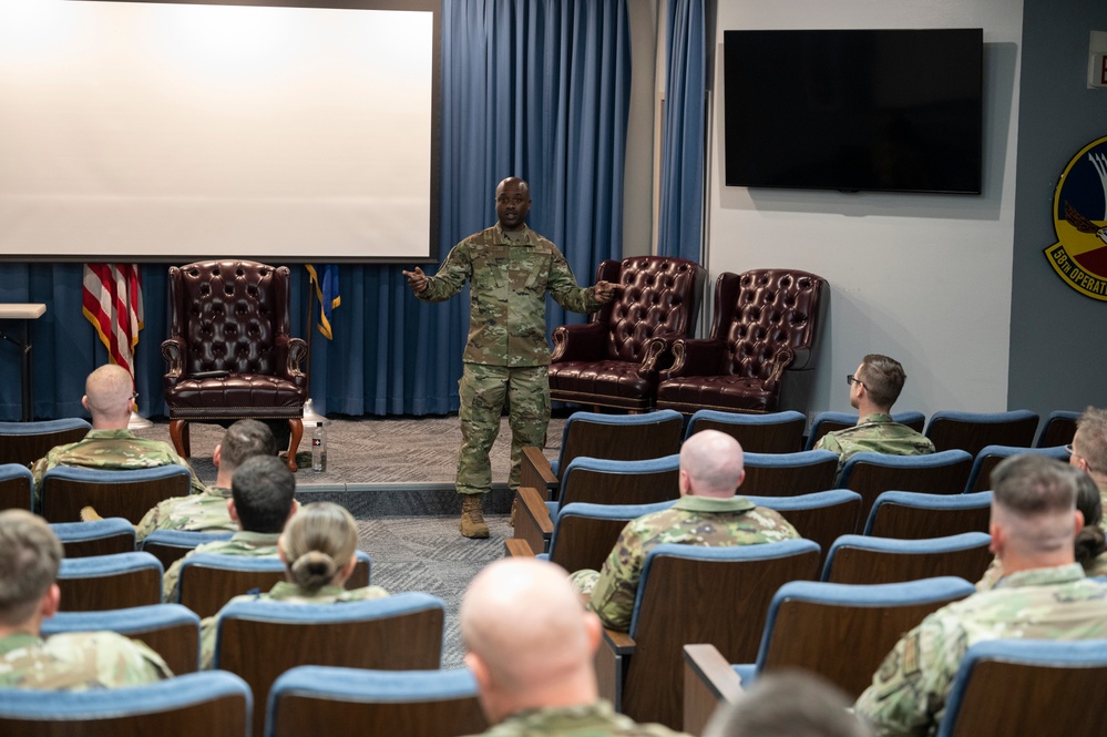 AFGSC Command Chief First Sergeant briefs Kirtland first sergeants