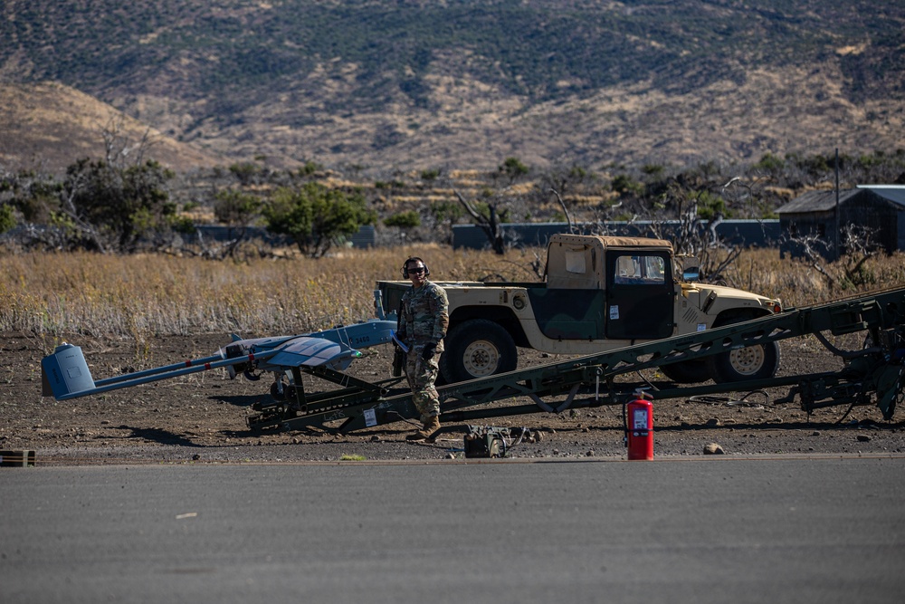 U.S. Army Soldiers and Marines launch an Unmanned Aircraft System during JPMRC 24-01