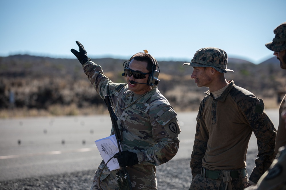 U.S. Army Soldiers and Marines launch an Unmanned Aircraft System during JPMRC 24-01