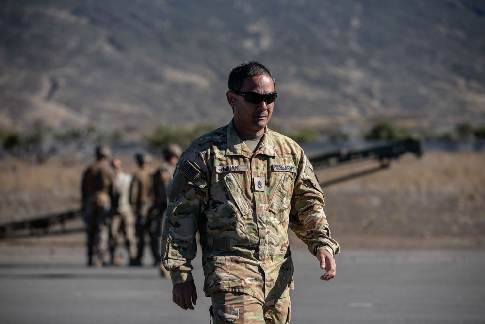 U.S. Army Soldiers and Marines launch an Unmanned Aircraft System during JPMRC 24-01