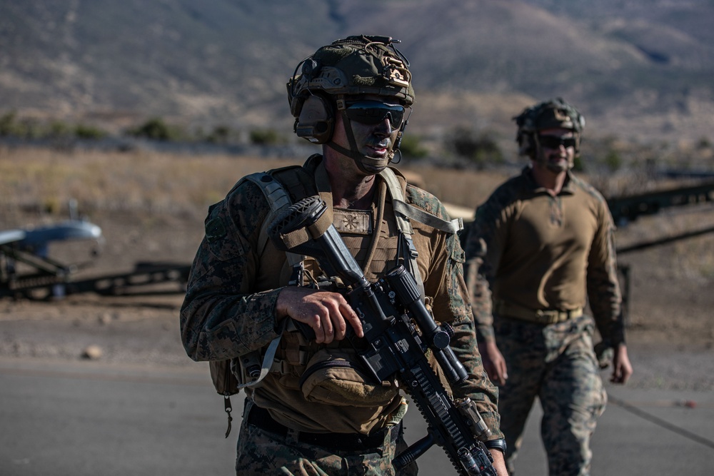 U.S. Army Soldiers and Marines launch an Unmanned Aircraft System during JPMRC 24-01