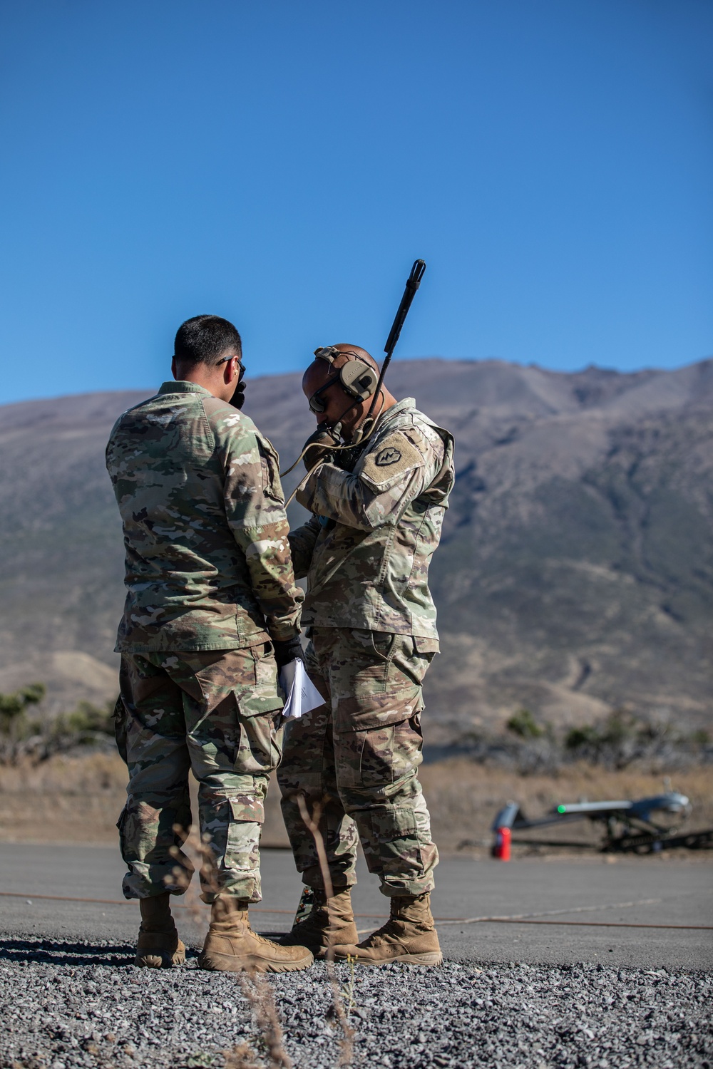 U.S. Army Soldiers and Marines launch an Unmanned Aircraft System during JPMRC 24-01