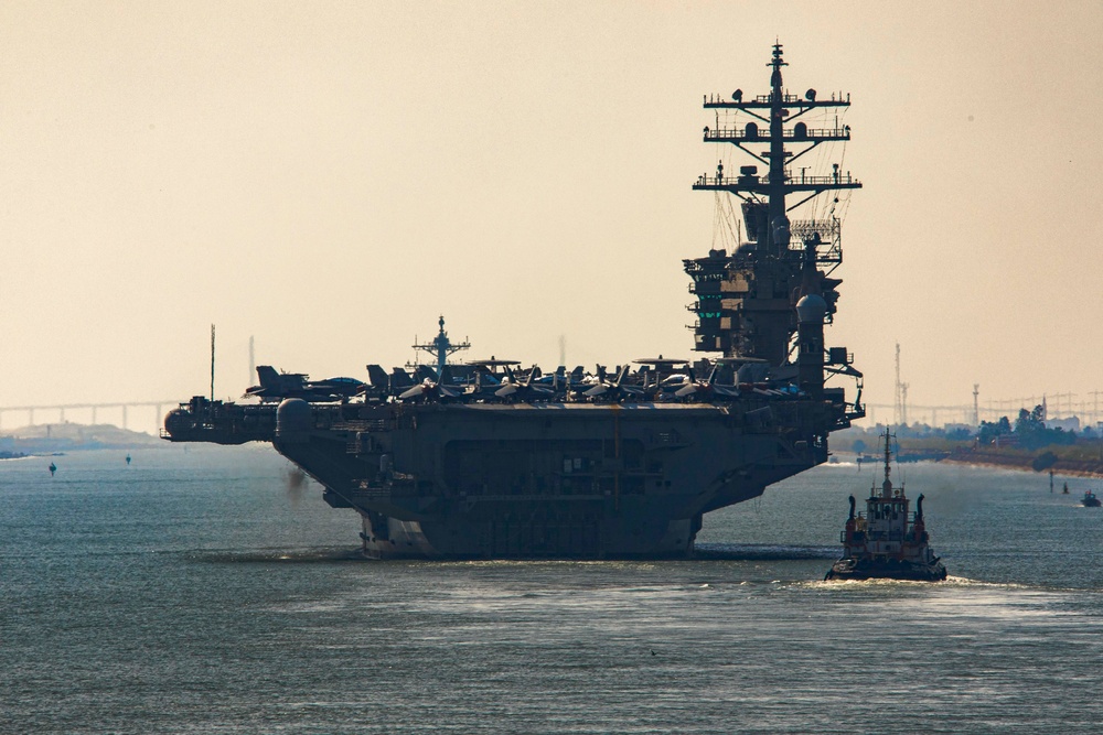 The Dwight D. Eisenhower Carrier Strike Group transits the Suez Canal