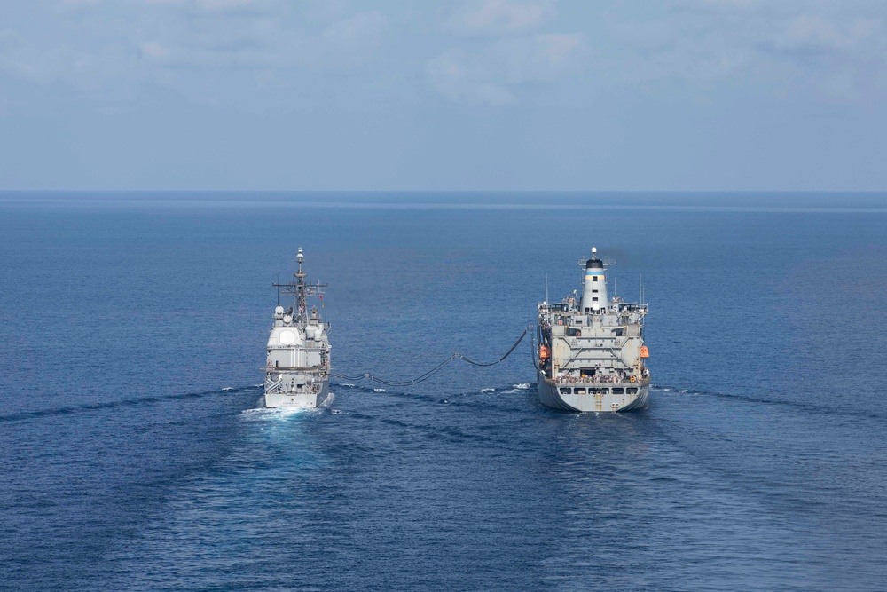 USS Normandy Conducts a Replenishment-at-Sea