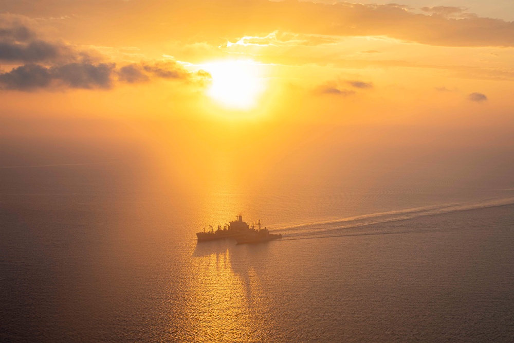 USS Normandy Conducts a Replenishment-at-Sea