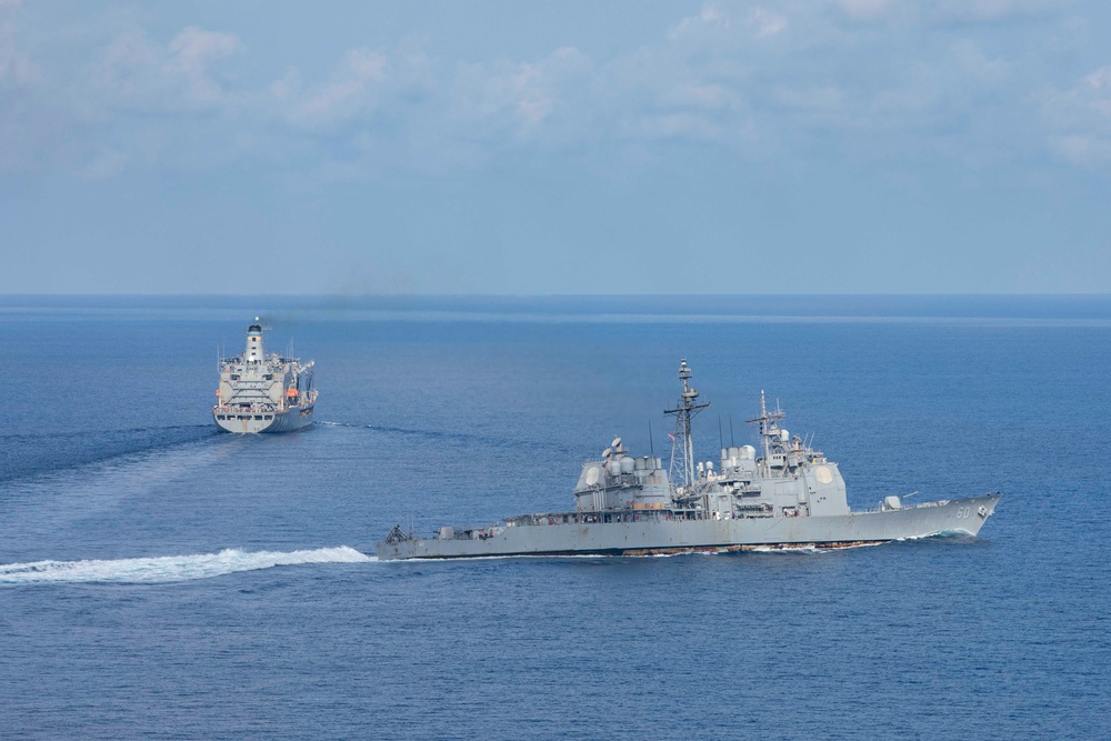 USS Normandy Conducts a Replenishment-at-Sea