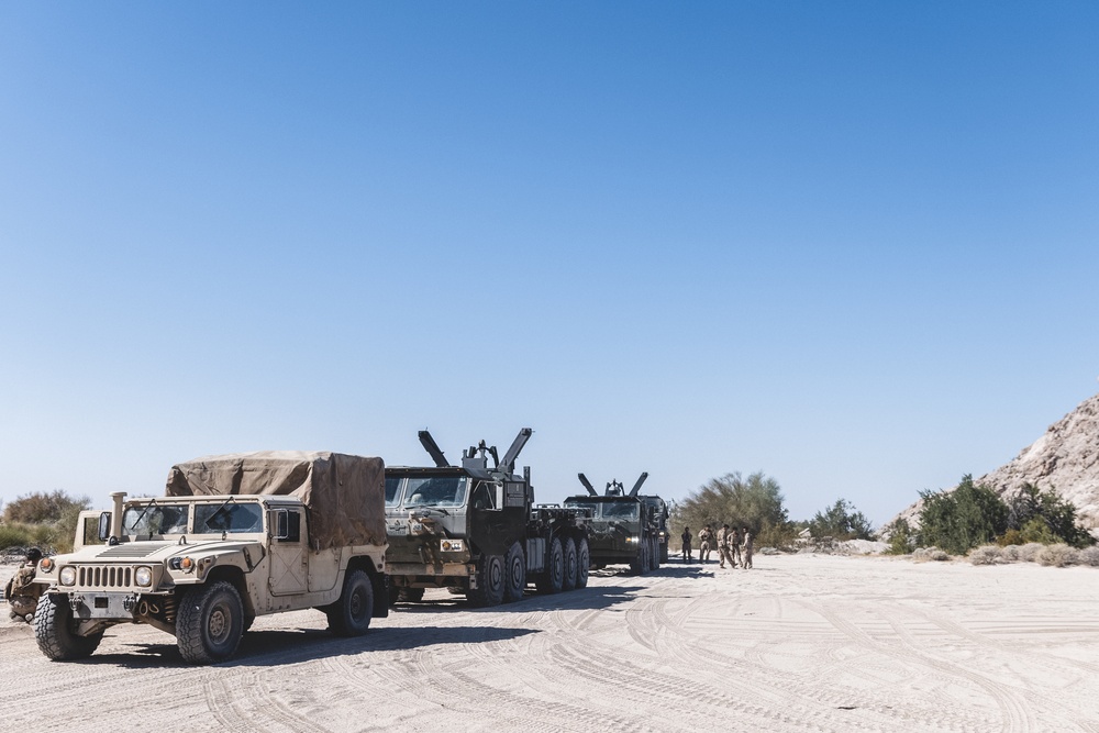 U.S. Marines with 8th Engineer Support Battalion Conduct Desert Convoy Operations