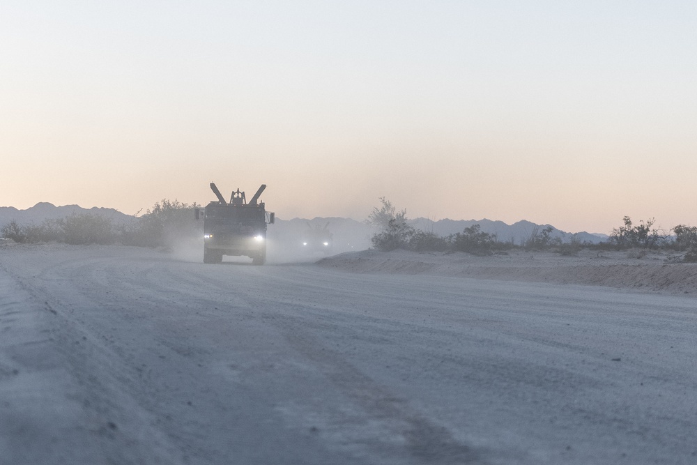 U.S. Marines with 8th Engineer Support Battalion Conduct Desert Convoy Operations