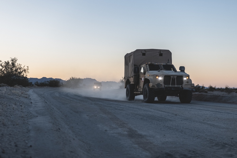 U.S. Marines with 8th Engineer Support Battalion Conduct Desert Convoy Operations