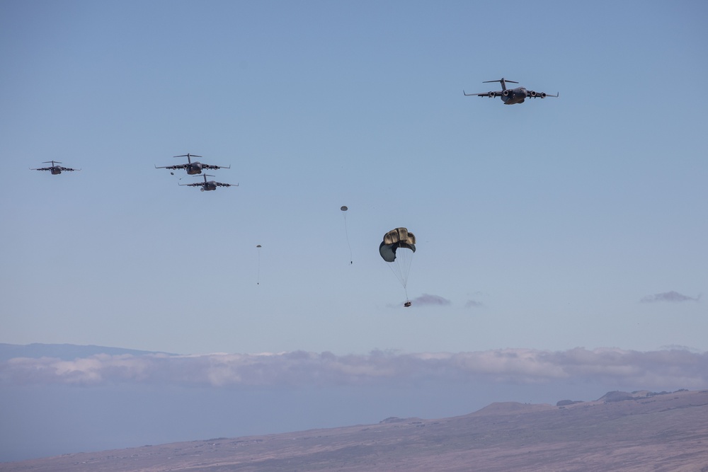 U.S. Army and Air Force Conduct Airdrops of Equipment During JPMRC 24-01