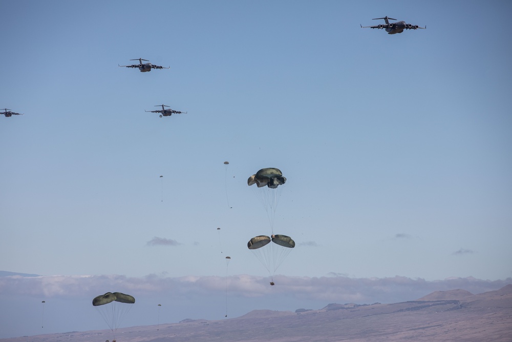 U.S. Army and Air Force Conduct Airdrops of Equipment During JPMRC 24-01
