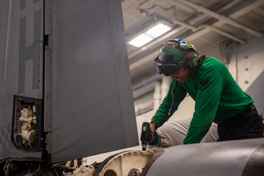 CVN 71 Hangar Bay Operations