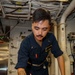 Sailors aboard USS Shoup participate in firefighting drill