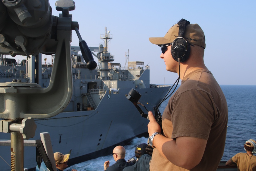 USS McFaul Conducts Replenishment-at-Sea with USNS Alan Shepard