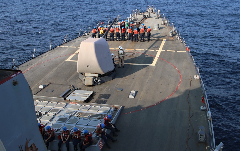 USS McFaul Conducts Replenishment-at-Sea with USNS Alan Shepard