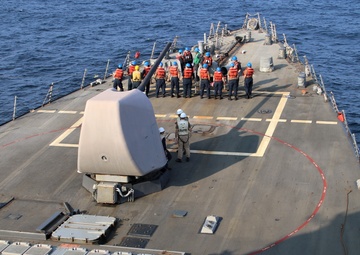 USS McFaul Conducts Replenishment-at-Sea with USNS Alan Shepard