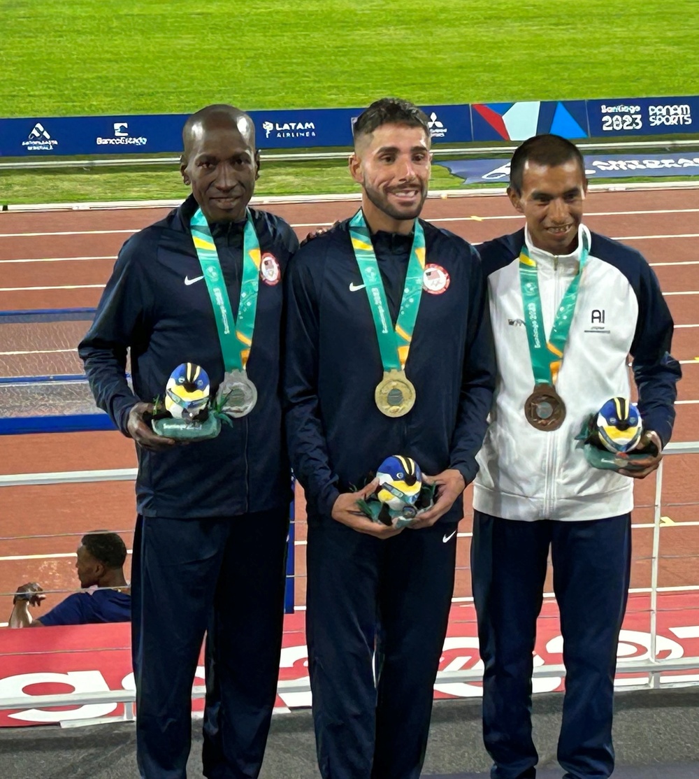 Capt. Sam Chelenga wins silver in the men's 10,000-meter run at the Pan American Games