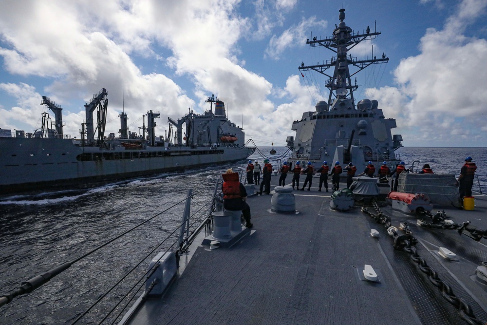 USS Dewey (DDG 105) Conducts Underway Replenishment with USNS Tippecanoe (T-AO 199)