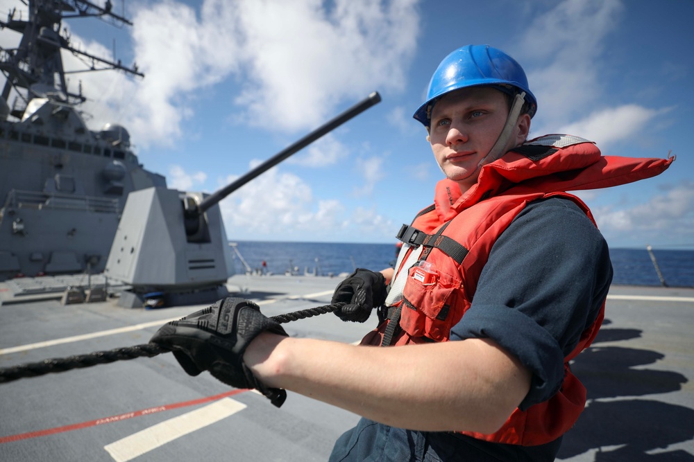 USS Dewey (DDG 105) Conducts Underway Replenishment with USNS Tippecanoe (T-AO 199)