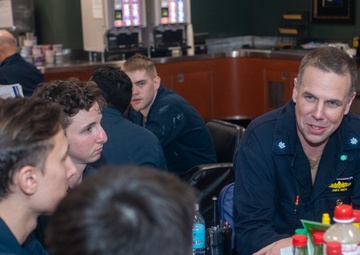 USS Ronald Reagan (CVN 76) Sailors host an officer round table event