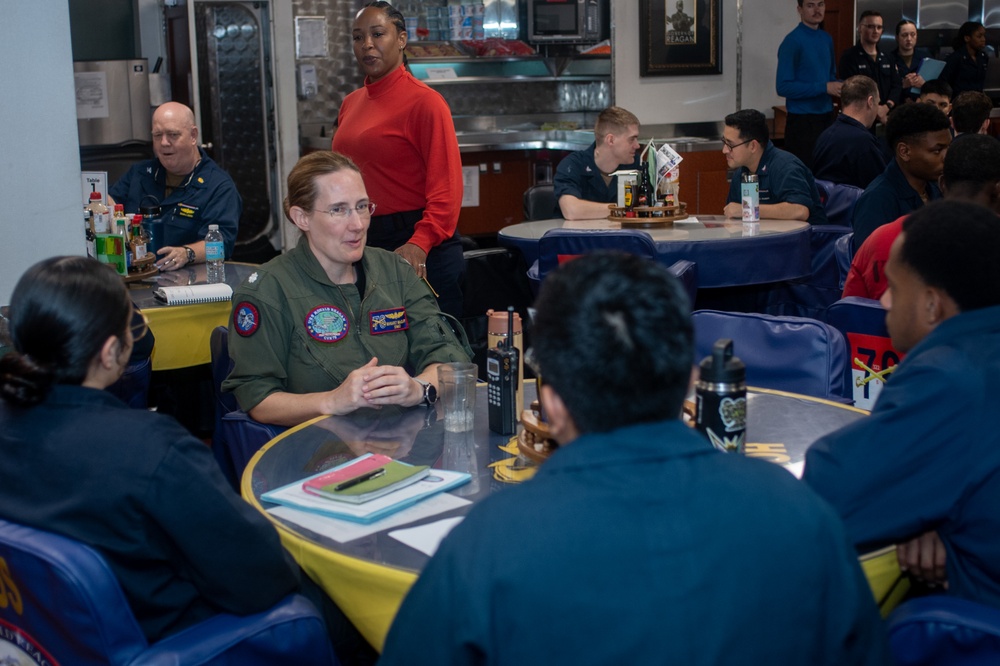 USS Ronald Reagan (CVN 76) Sailors host an officer round table event