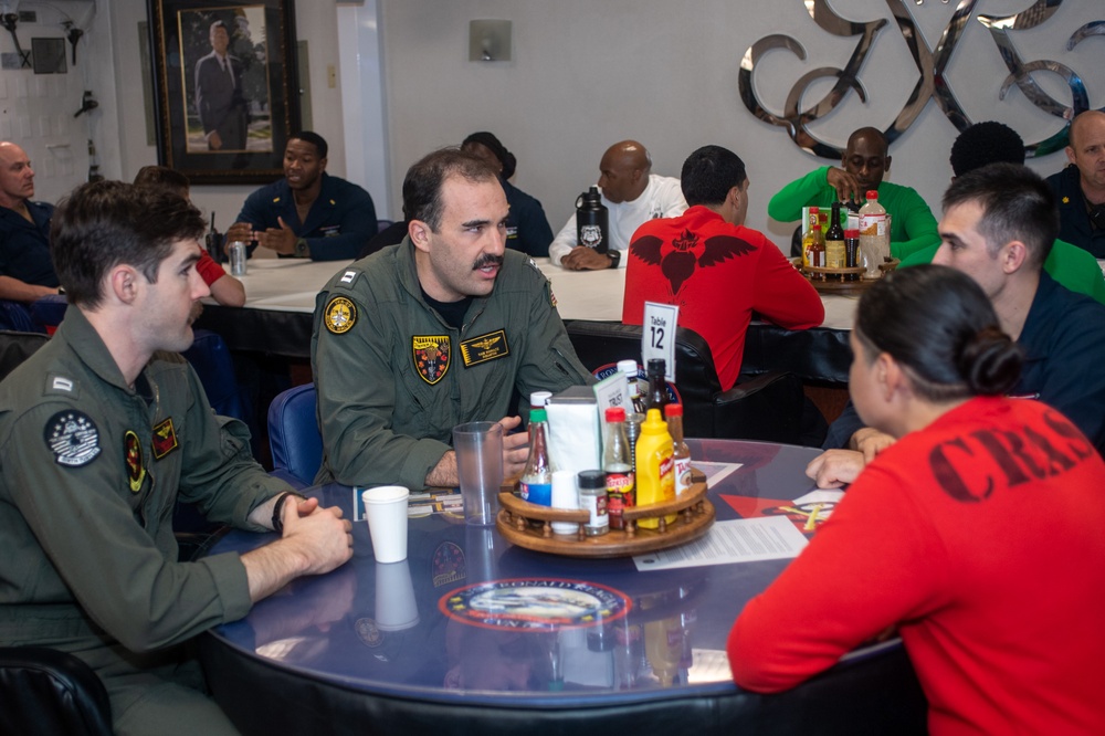 USS Ronald Reagan (CVN 76) Sailors host an officer round table event