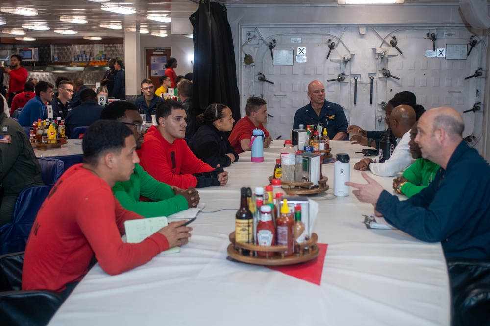 USS Ronald Reagan (CVN 76) Sailors host an officer round table event