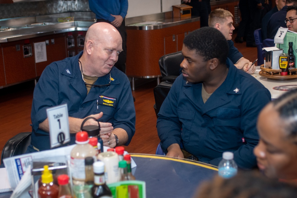 USS Ronald Reagan (CVN 76) Sailors host an officer round table event