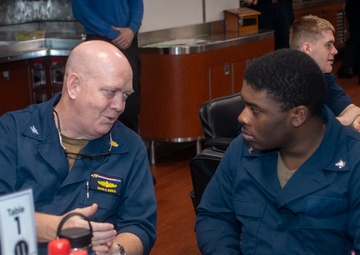 USS Ronald Reagan (CVN 76) Sailors host an officer round table event