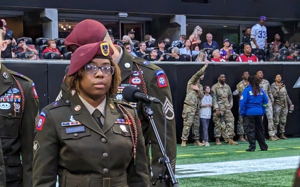 82nd Airborne Division chorus performs at Call to Service game in Atlanta
