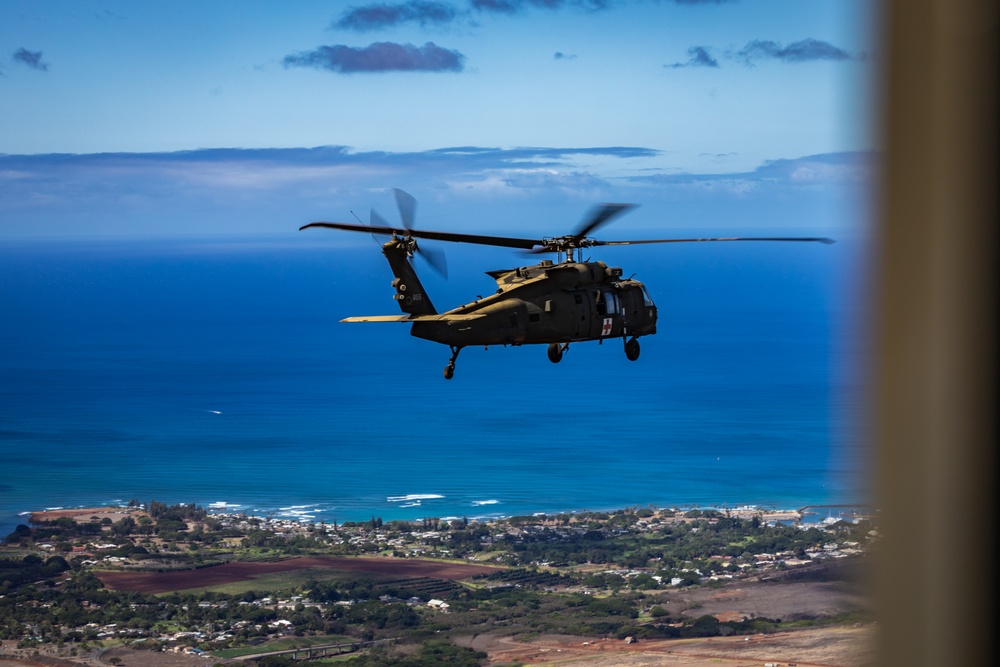 Hawaii Army National Guard UH-60M Black Hawks Conduct Medevac Operations in JPMRC 24-01