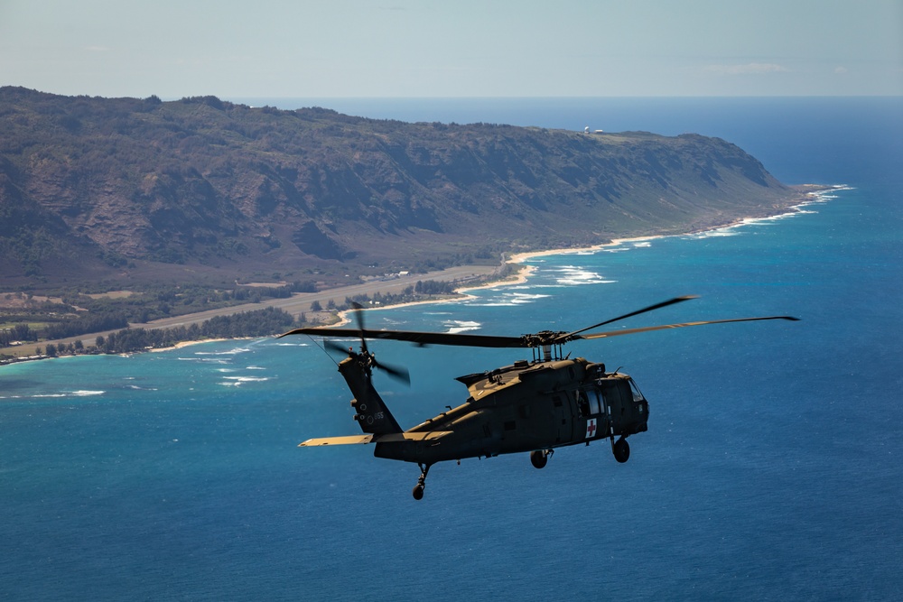 Hawaii Army National Guard UH-60M Black Hawks Conduct Medevac Operations in JPMRC 24-01