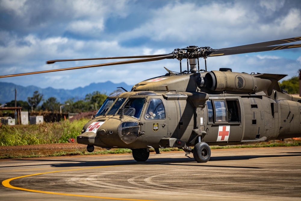 Hawaii Army National Guard UH-60M Black Hawks Conduct Medevac Operations in JPMRC 24-01