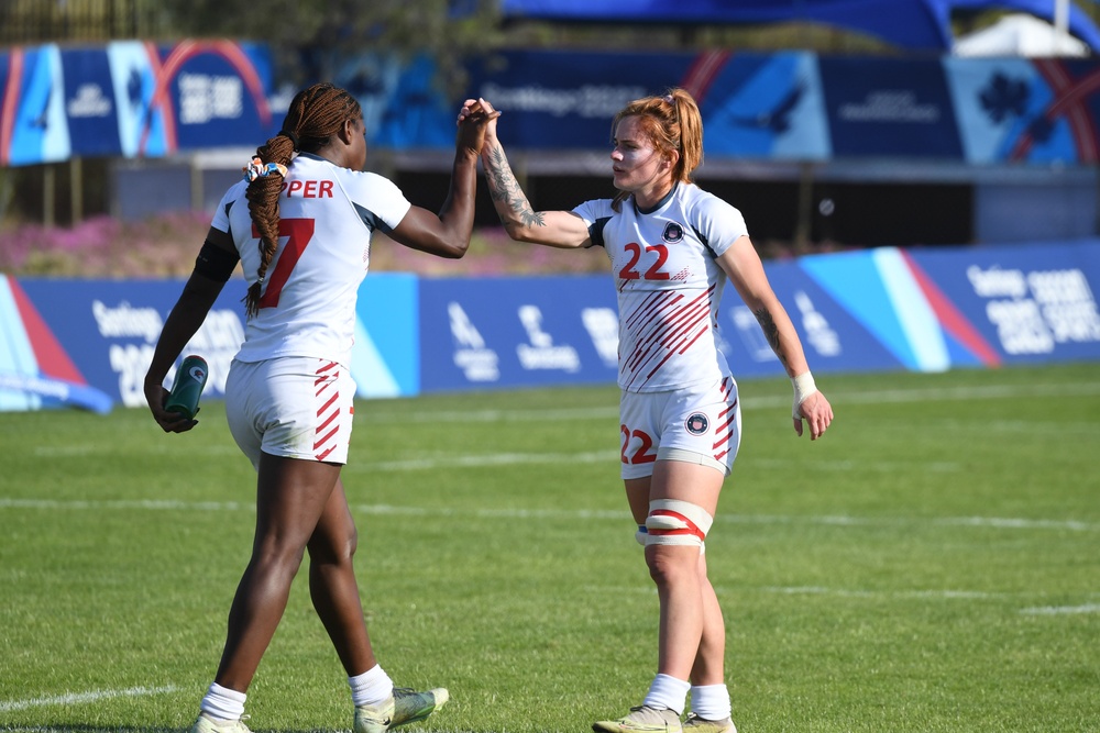 1st Lt. Sam Sullivan and Sgt. Joanne Fa'avesi help U.S. Women's Rugby 7s team beat Canada for the gold medal in the Pan American Games