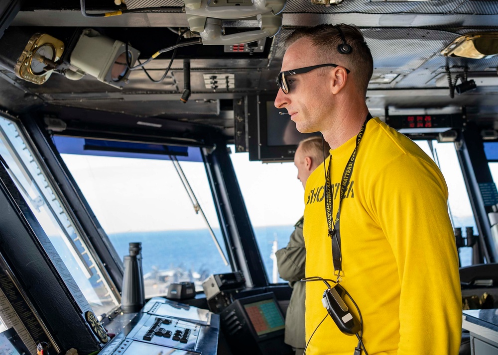 Sailors Stand Watch is Primary Flight Control Aboard USS Carl Vinson (CVN 70)