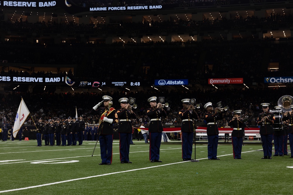 MFR band performs at New Orleans Saints Salute to Service game