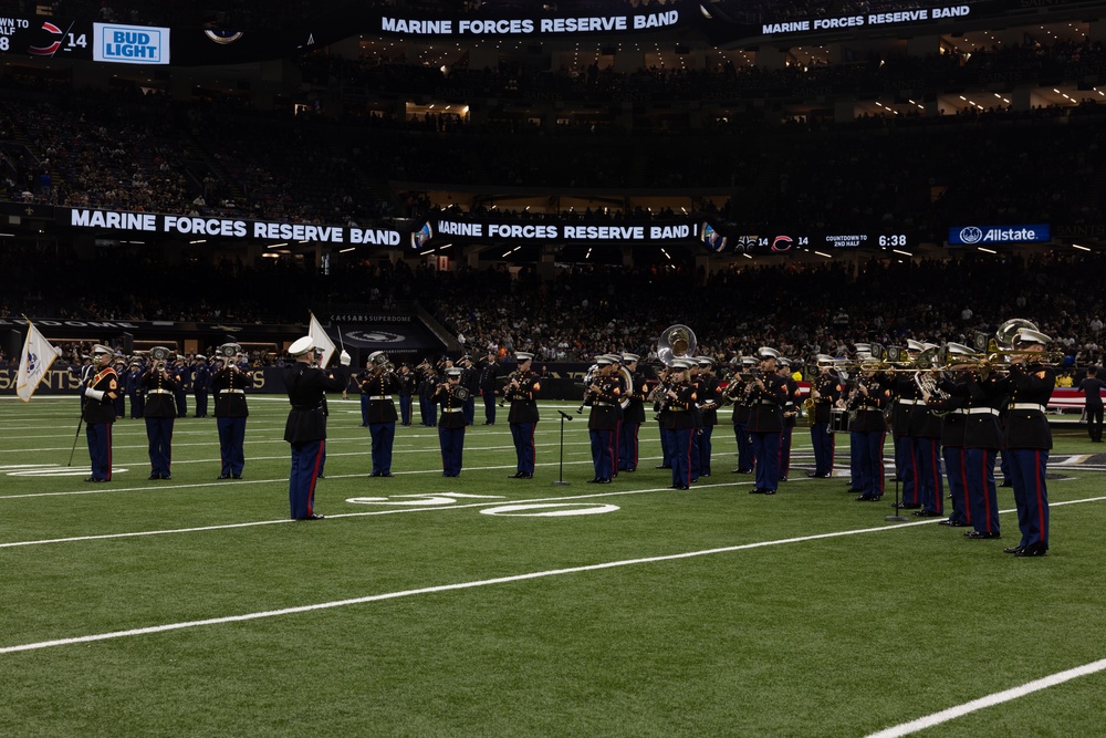 MFR band performs at New Orleans Saints Salute to Service game