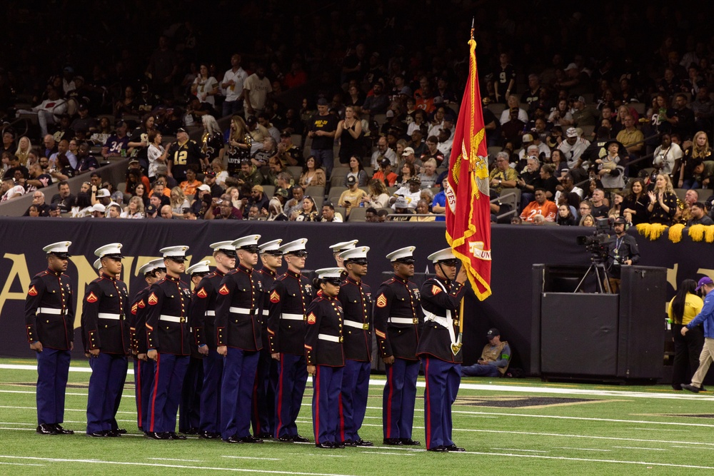Marine Forces Reserve band performs at New Orleans Saints Salute to Service game