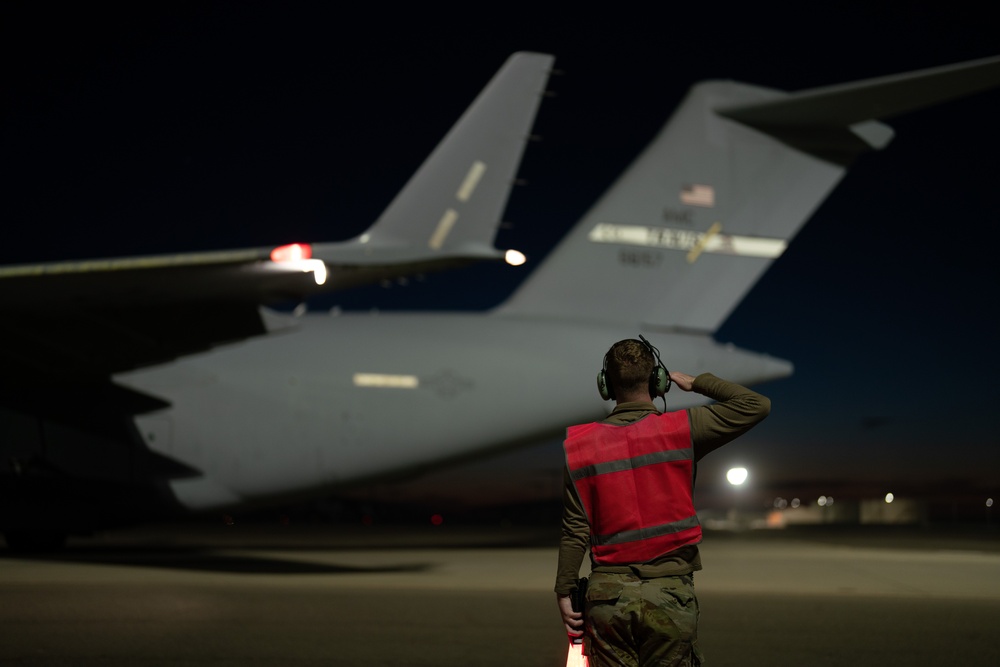 C-17 Globemaster III deploys from Travis Air Force Base