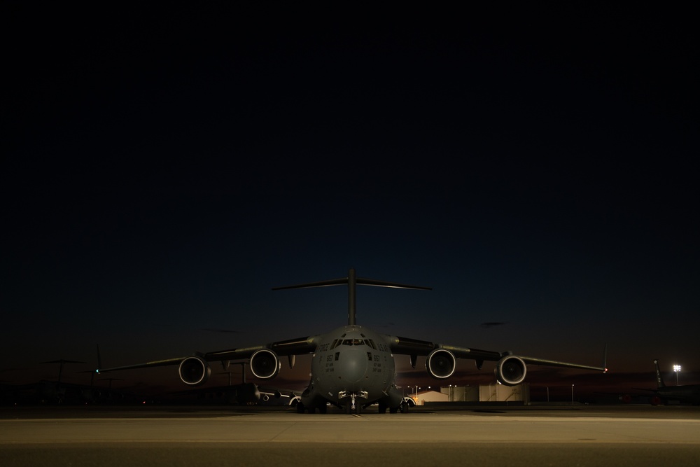 C-17 Globemaster III deploys from Travis Air Force Base