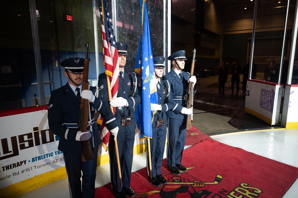 Airmen Recognized During Roadrunners Hockey Game