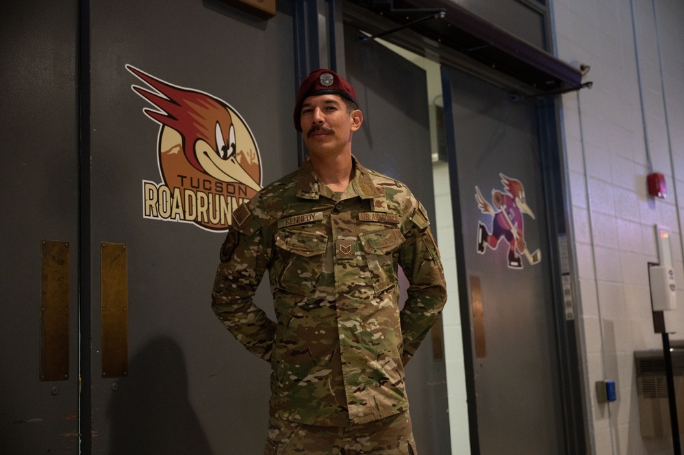 Airmen Recognized During Roadrunners Hockey Game